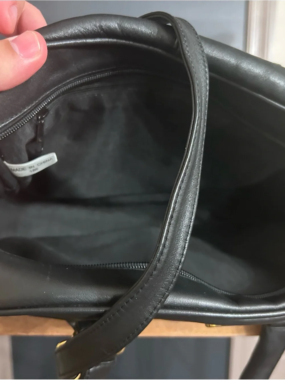 Vintage Etienne Aigner Black Leather Tote Bag with Gold Accents